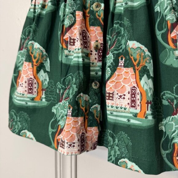 KATE QUINN THE WOODLAND DRESS GINGERBREAD COTTAGE ORGANIC COTTON POPLIN 12-18M - Picture 6 of 10